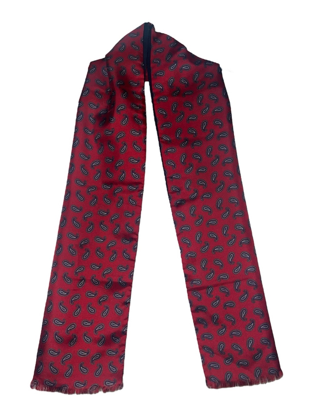 Vintage Saks Fifth Avenue Paisley Silk & Wool Scarf Red Blue